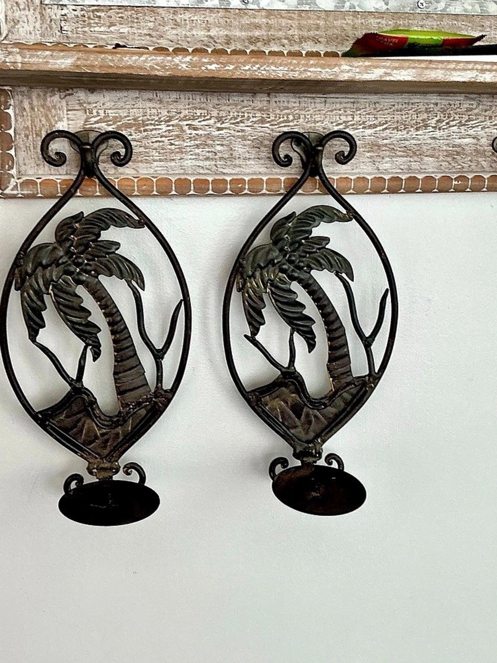 Palm Tree Wall Decor Pair in Brown & Green